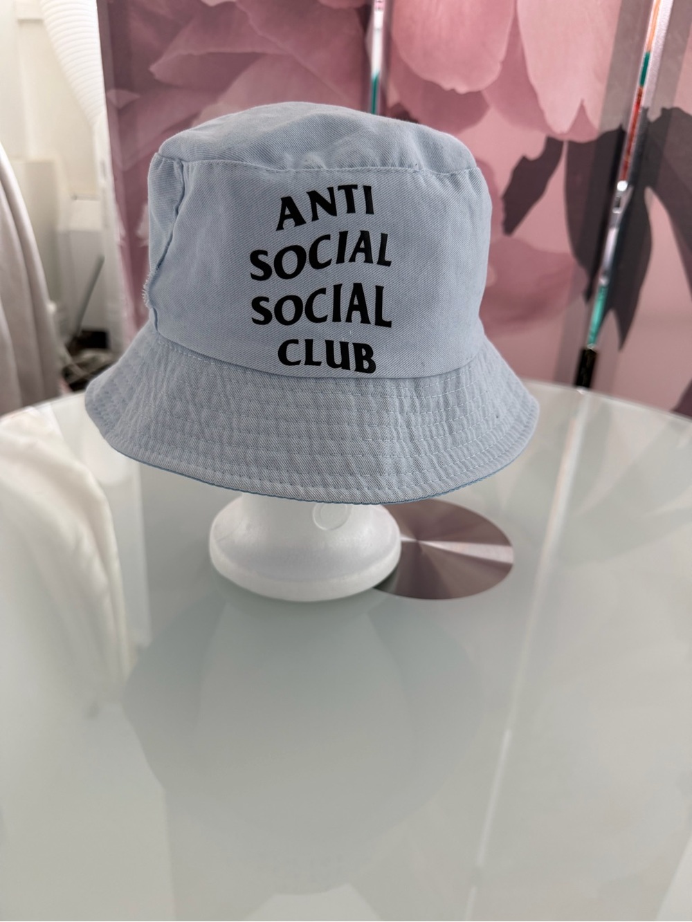Anti Social Social Club Unisex Pastel Blue Bucket Hat with Black Logo
